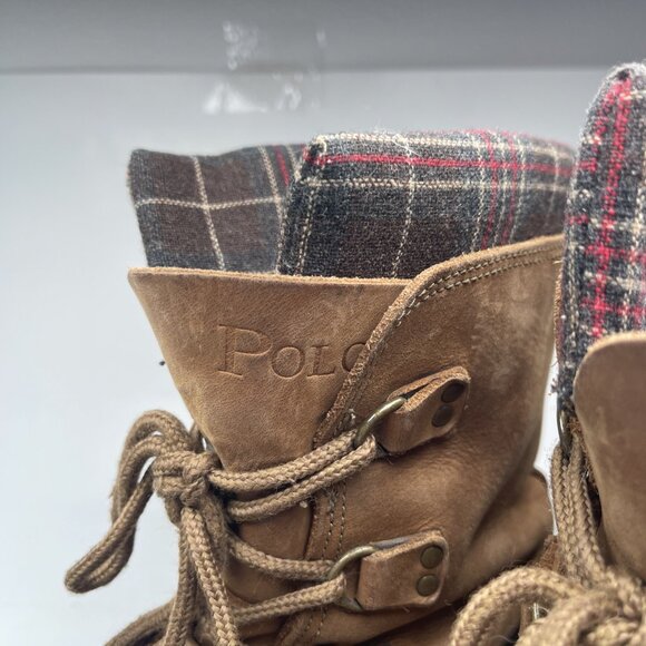 Polo Ralph Lauren Duck Boots Men/Youth Sz 6.5 US Brown Leather Rubber Boots - Picture 7 of 16